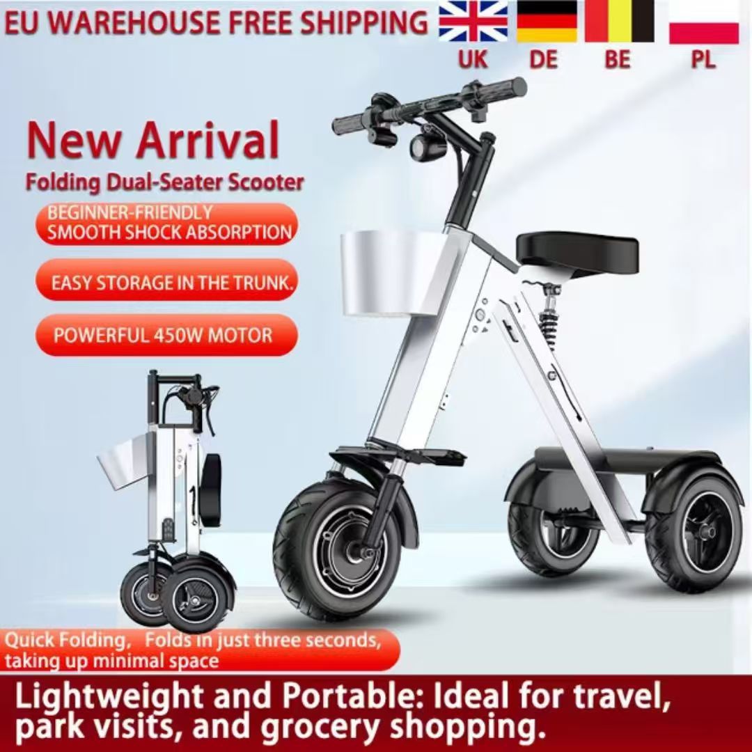 Cross-Border Folding Electric Vehicle, Electric Tricycle, Small Household Outdoor Mobility Aid Vehicle, New Model Vehicle-Mounted Battery-Powered Vehicle