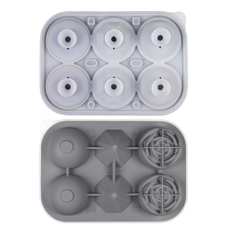 Venta caliente Rosa diamante redondo cubo de hielo molde alimentos grado silicona suave hielo jaula casa flor en forma hielo hockey sobre hielo image 10