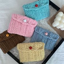 成品毛线手工编织条纹纯棉卡包零钱包随身携带创意公交卡套ins