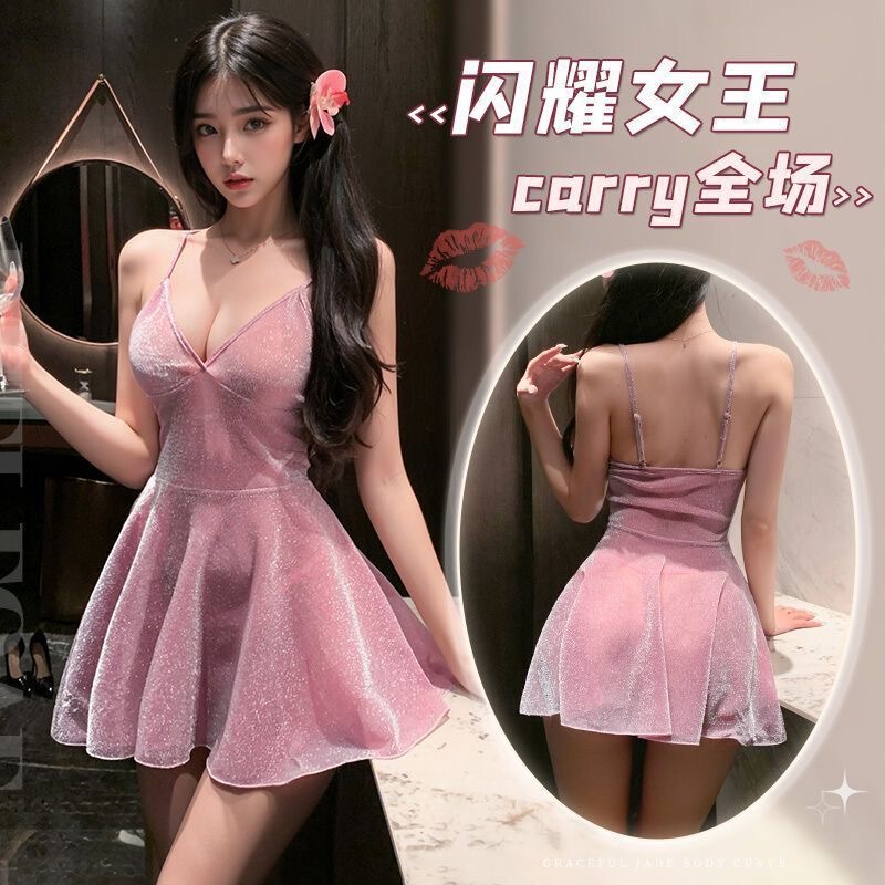 Sexy Night Club Dress with Straps for Women, Pure Desire Style, Shiny Short Dress, Nightclub Party, Slim Fit, A-Line Dress Sexy Night Club Dress with Straps for Women, Pure Desire Style, Shiny Short Dress, Nightclub Party, Slim Fit, A-Line Dress