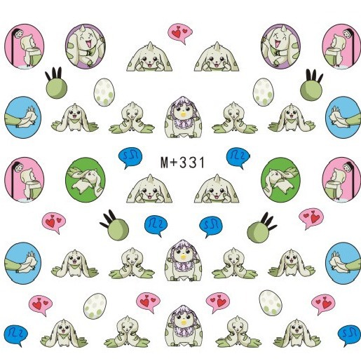 卡通指甲贴纸 跨境电商美甲饰品水印日韩款卡通指甲贴 M+330-361