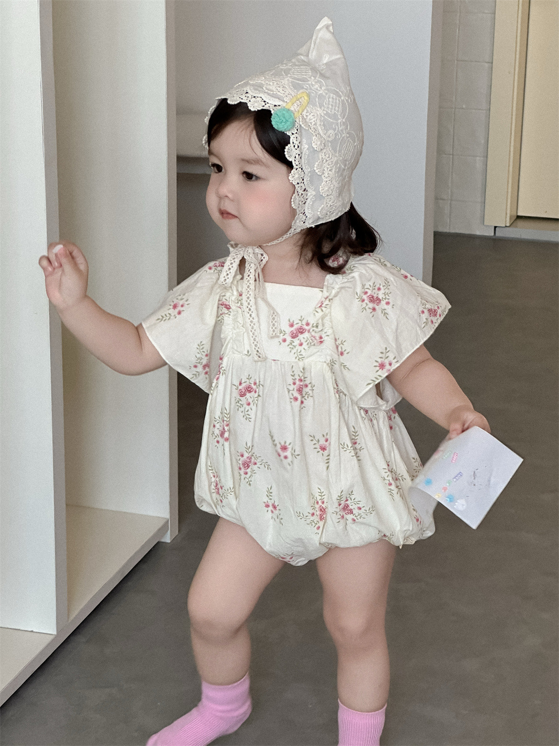 Mono floral para bebé, ropa de verano para niños, ropa infantil estilo coreano, ropa de verano para bebé 2026, pelele para niña