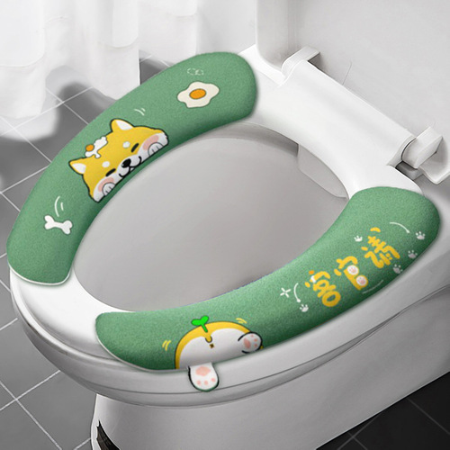 Wholesale cartoon toilet seat with handle, winter warm toilet seat cover, environmentally friendly TPE adhesive style, independent packaging, direct sales