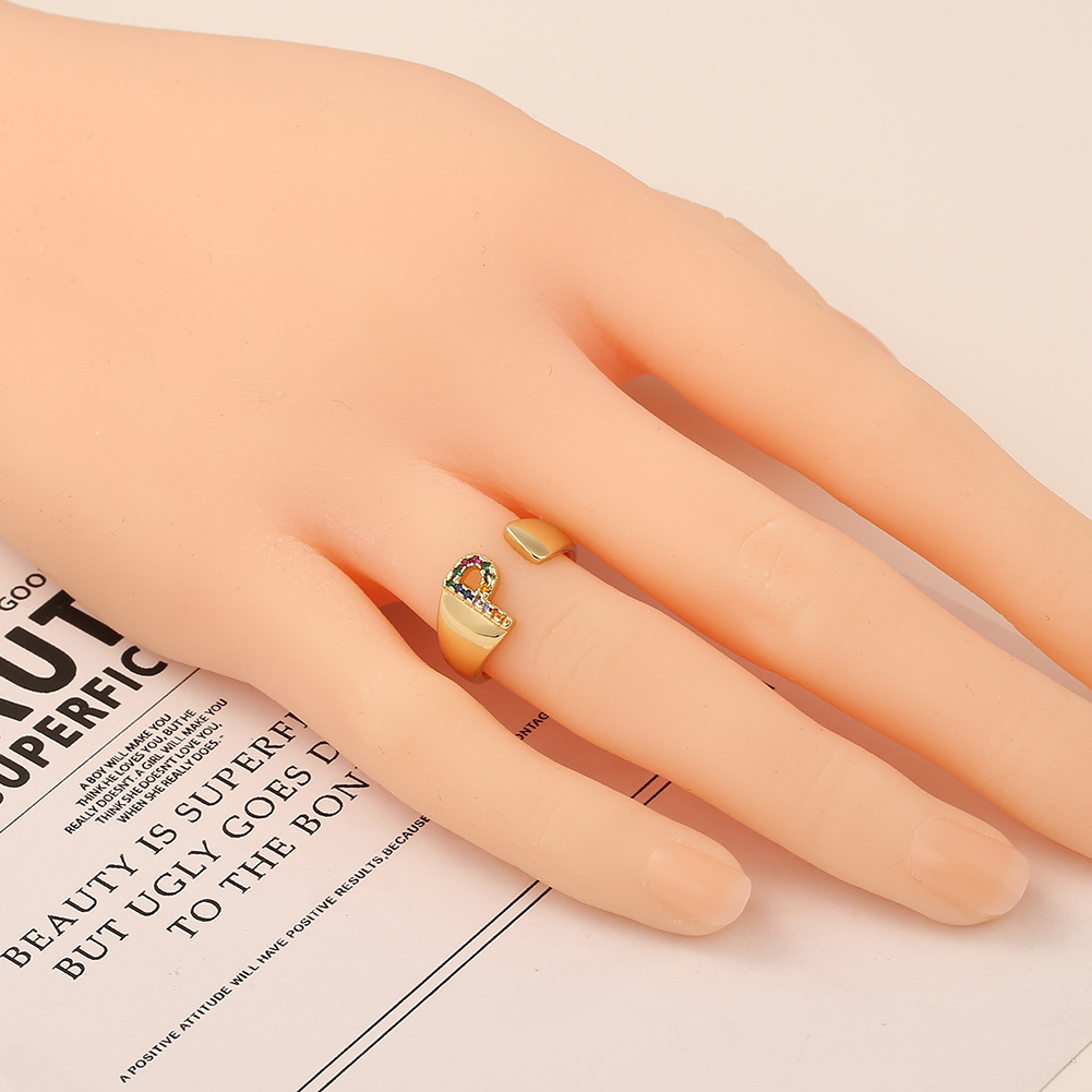 Fashion New Style Copper Micro-inlaid Zircon 26 English Letter Ring display picture 22