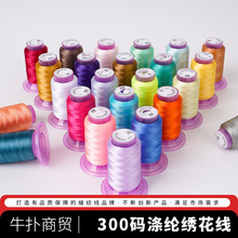 家用彩色手工刺绣线电脑绣花线24色120D高亮涤纶绣花线套装300码
