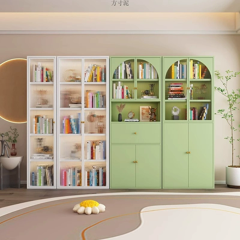 Стальной книжный шкаф для дома, пылезащитная книжная полка для детей, шкаф для хранения в спальне, стеклянная дверь, многоярусный витринный шкаф для гостиной от производителя