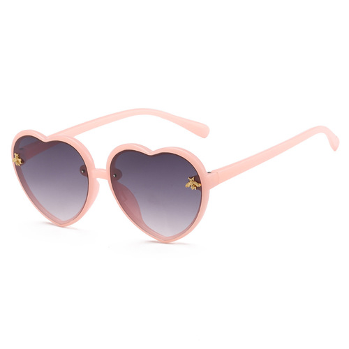 New Korean-style retro heart-shaped frame children's sunglasses with honeybee personality, Western and European fashion children's sunglasses, model 61033