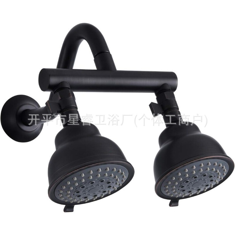 Double Shower Head Built-In Valve Setting Double Shower Head Design for Couples in Walk-In Bathroom