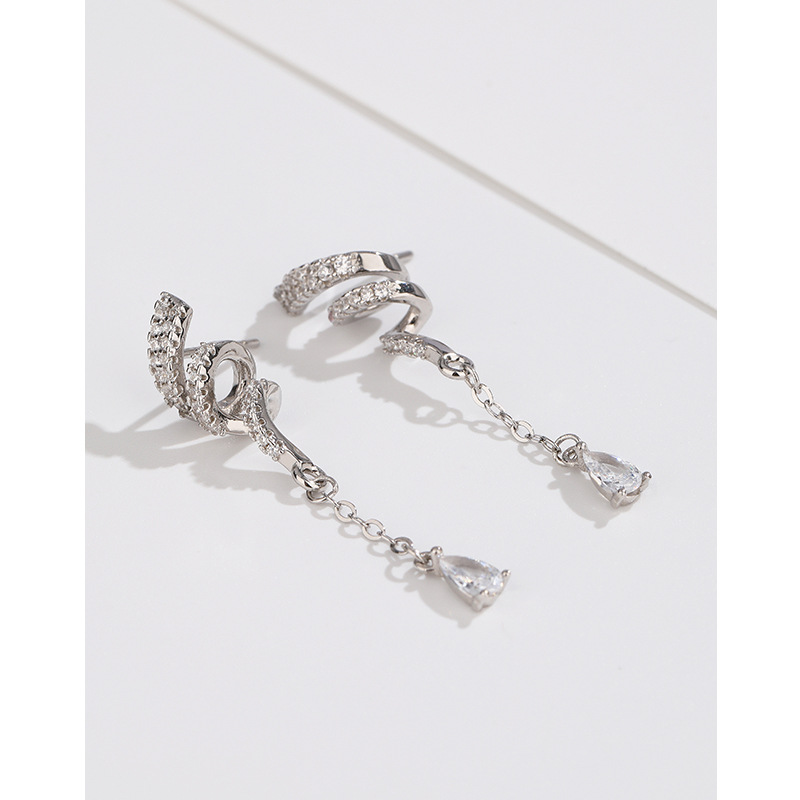 Pendientes largos con incrustaciones de circón para mujer 925 plata esterlina luz nicho de lujo de alto grado pendientes de temperamento pendientes de borla