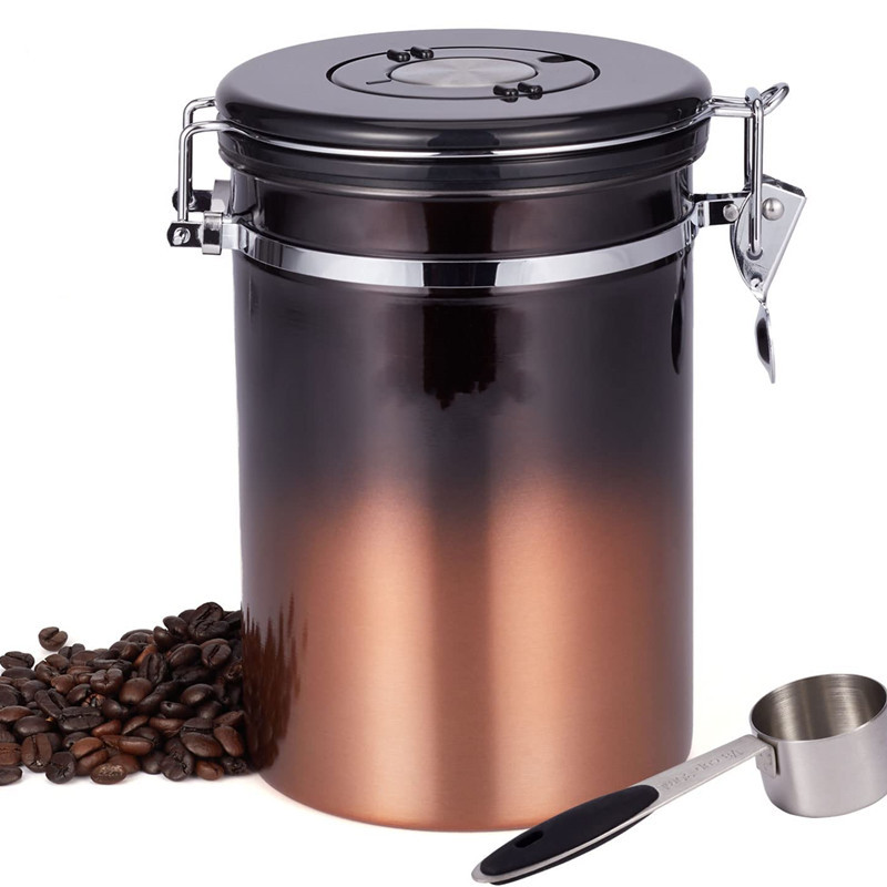 Frasco sellado transpirable de acero inoxidable Frasco de café de acero inoxidable Frutos secos Frasco fresco Válvula de escape Venta al por mayor Amazon