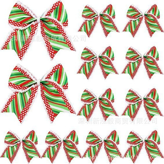 Рождественские конфеты лук Рождественский галстук бант венок украшения венок ленты DIY Рождественская елка украшения