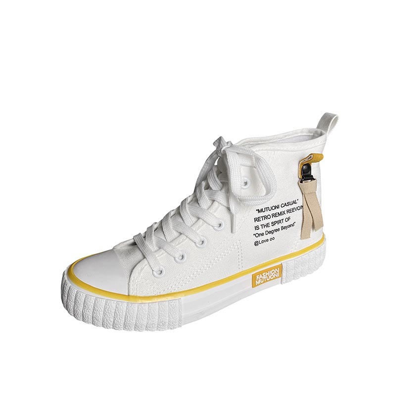 High top canvas shoes 2023 female spring and autumn new ulzzang single shoes ins fashion shoes casual small white shoes
