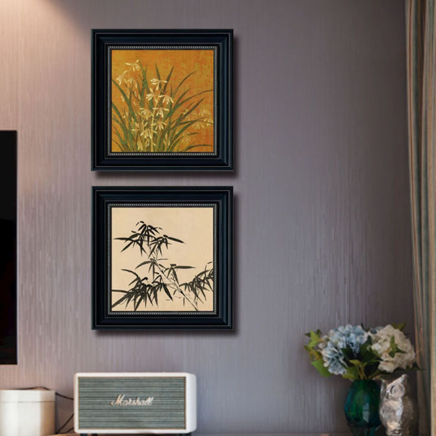 Medieval Style Hanging Painting, French Entrance Decorative Painting Facing the Door, High-End Retro Bamboo Restaurant Living Room American Mural