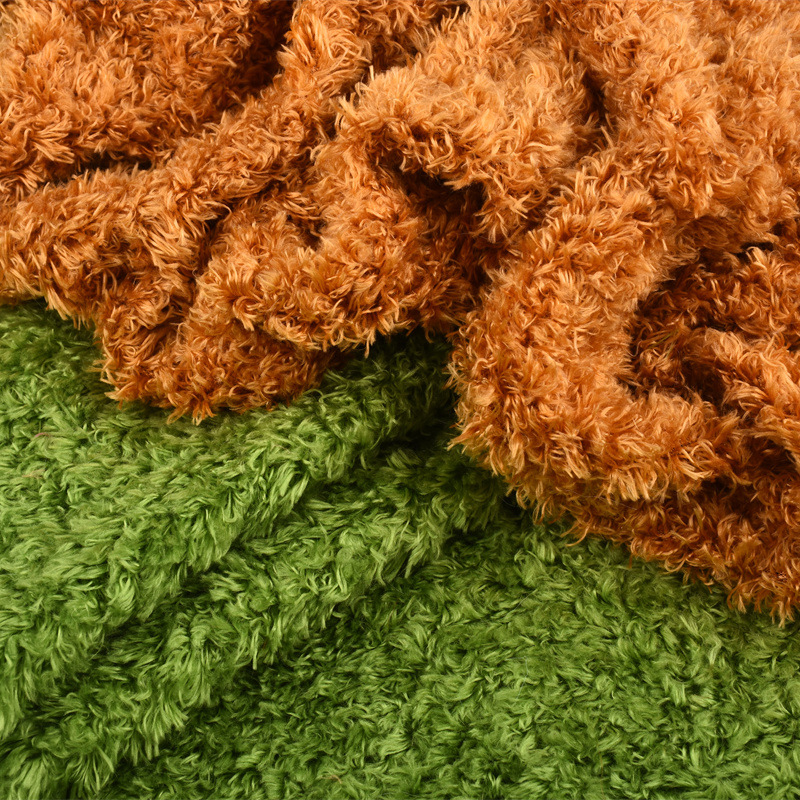 Bird feather plush fabric 250g peach plush algae plush curled grass plush pet bed carpet plush toy fabric