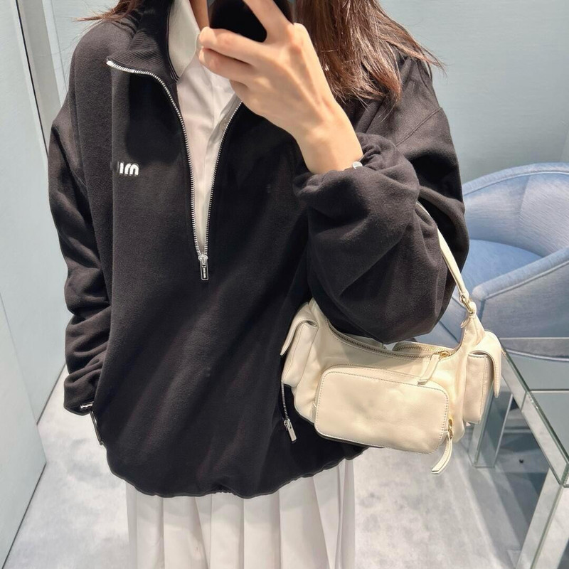 高品原标MIU缪家字母logo刺绣宽松半拉链POLO衫翻领卫衣男女|undefined