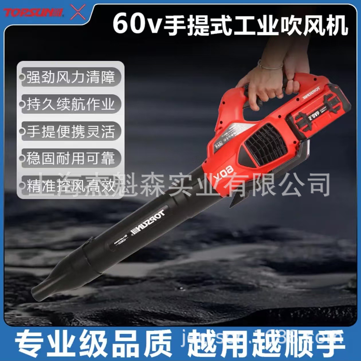 TOPSUN手提式风机TBBL-160HS道路吹落叶工厂吹灰尘60V