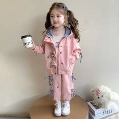 韩国女童卡通蝴蝶结套装春秋款儿童洋气2025新款宝宝两件套童装潮