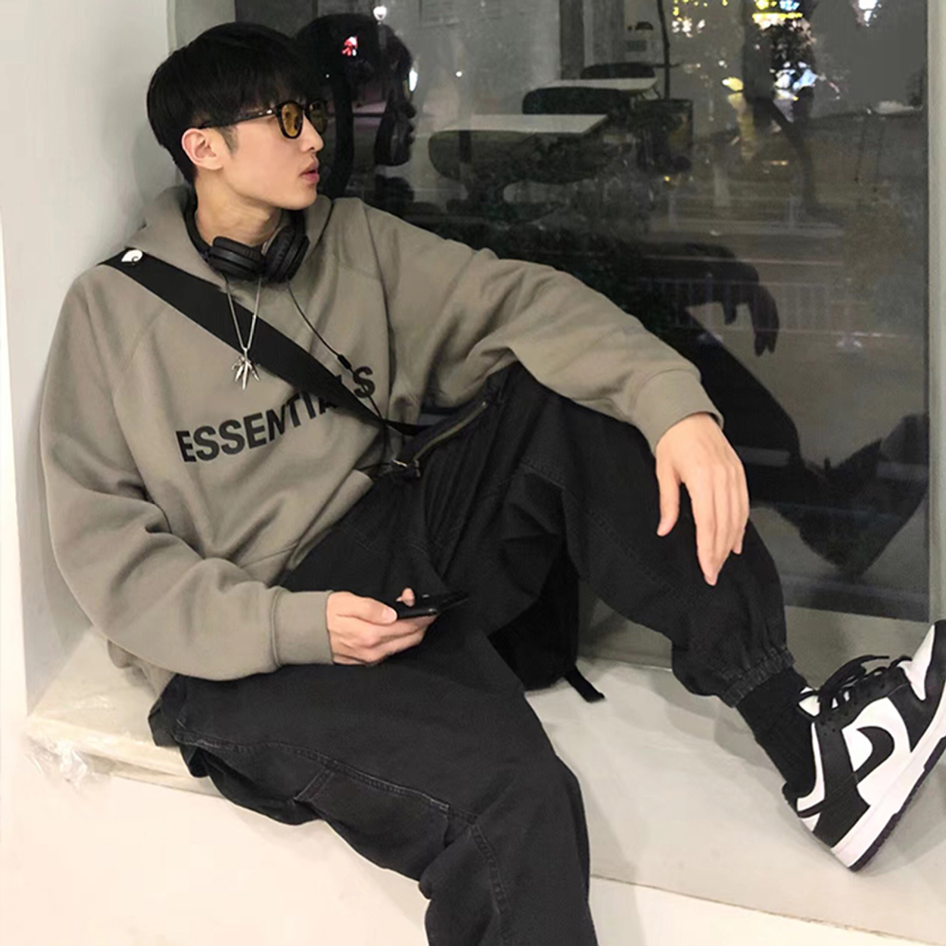 ESSENTIALSZONEFOG Suéter con capucha suelto de la calle principal para hombres y mujeres con el mismo estilo Parejas Abrigo de moda de silicona americana