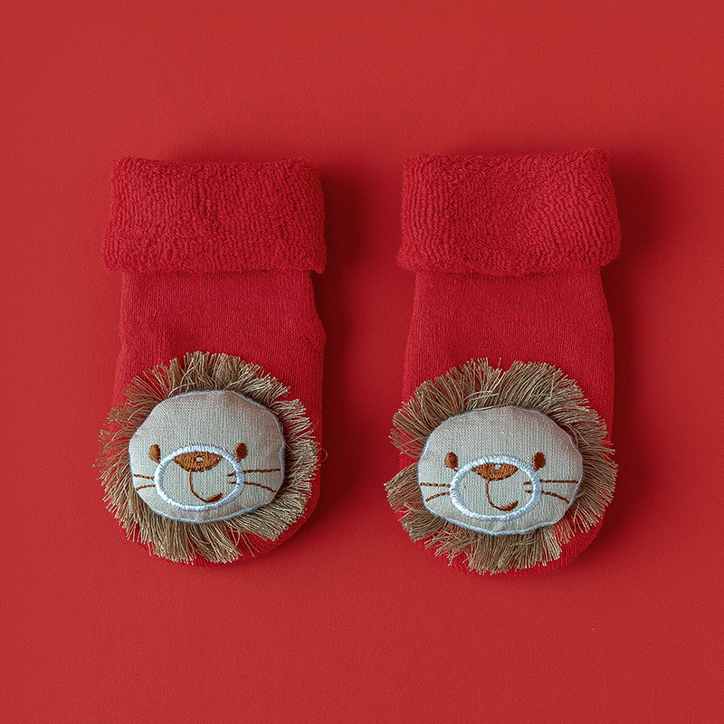Hombres y mujeres recién nacidos, bebés, niños pequeños, una clase de algodón peinado, otoño e invierno, más calcetines rojos cálidos y gruesos de terciopelo