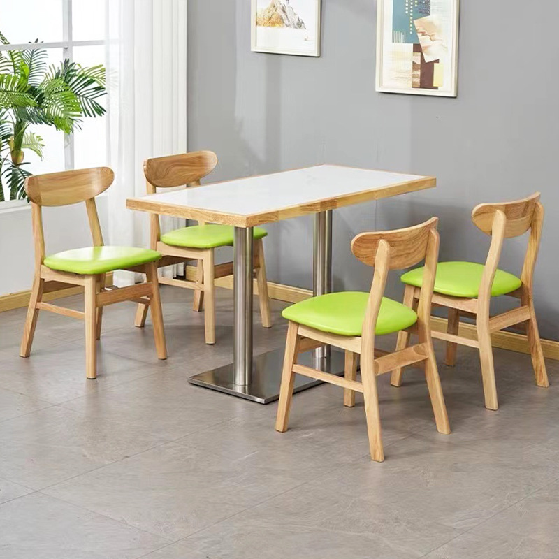 테이블 1개, 의자 4개, 리얼 슬레이트 원목 가장자리 녹색 쿠션