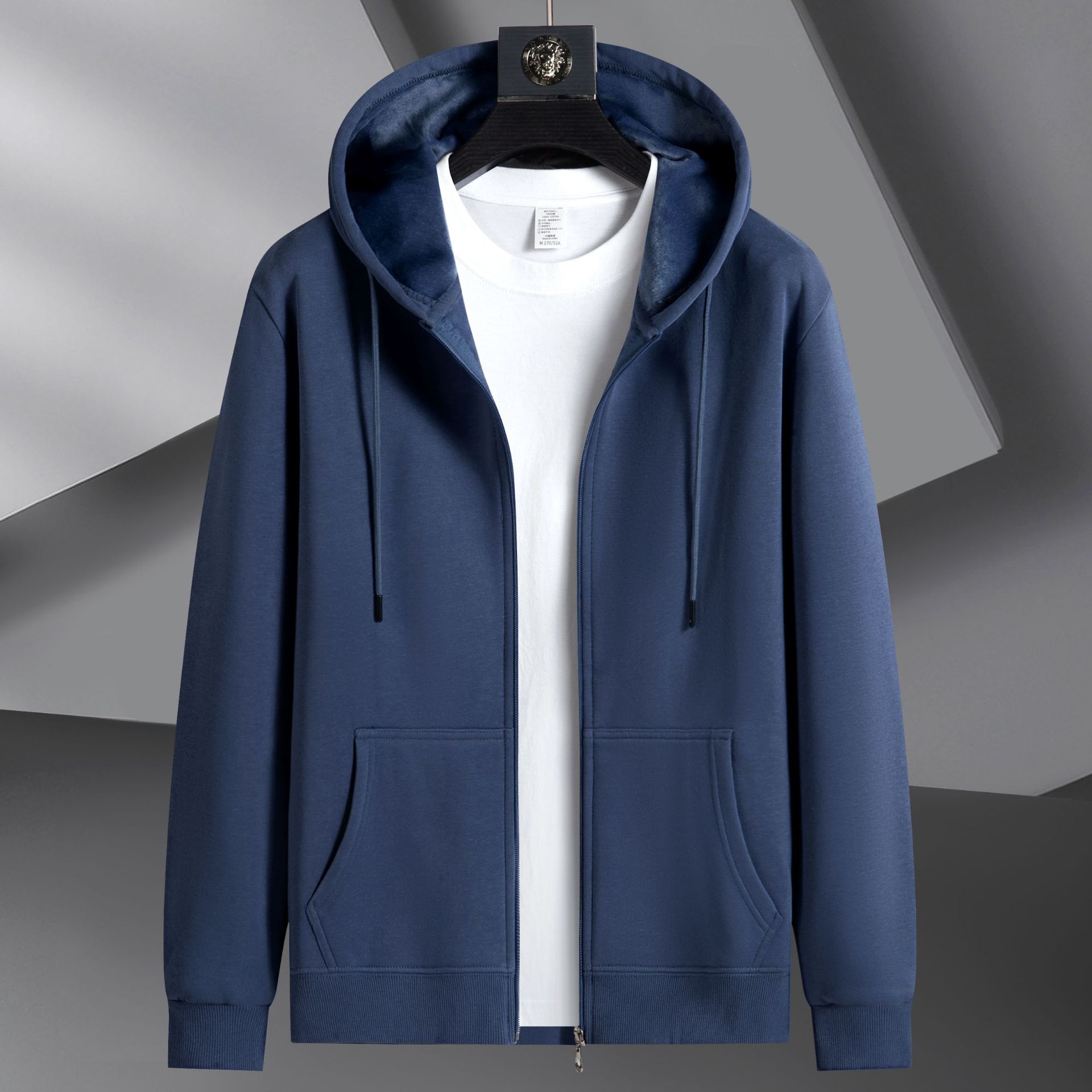 헤이즈 블루 [솔리드 컬러 가디건 스웨트셔츠 씬 스타일] 싱글피스