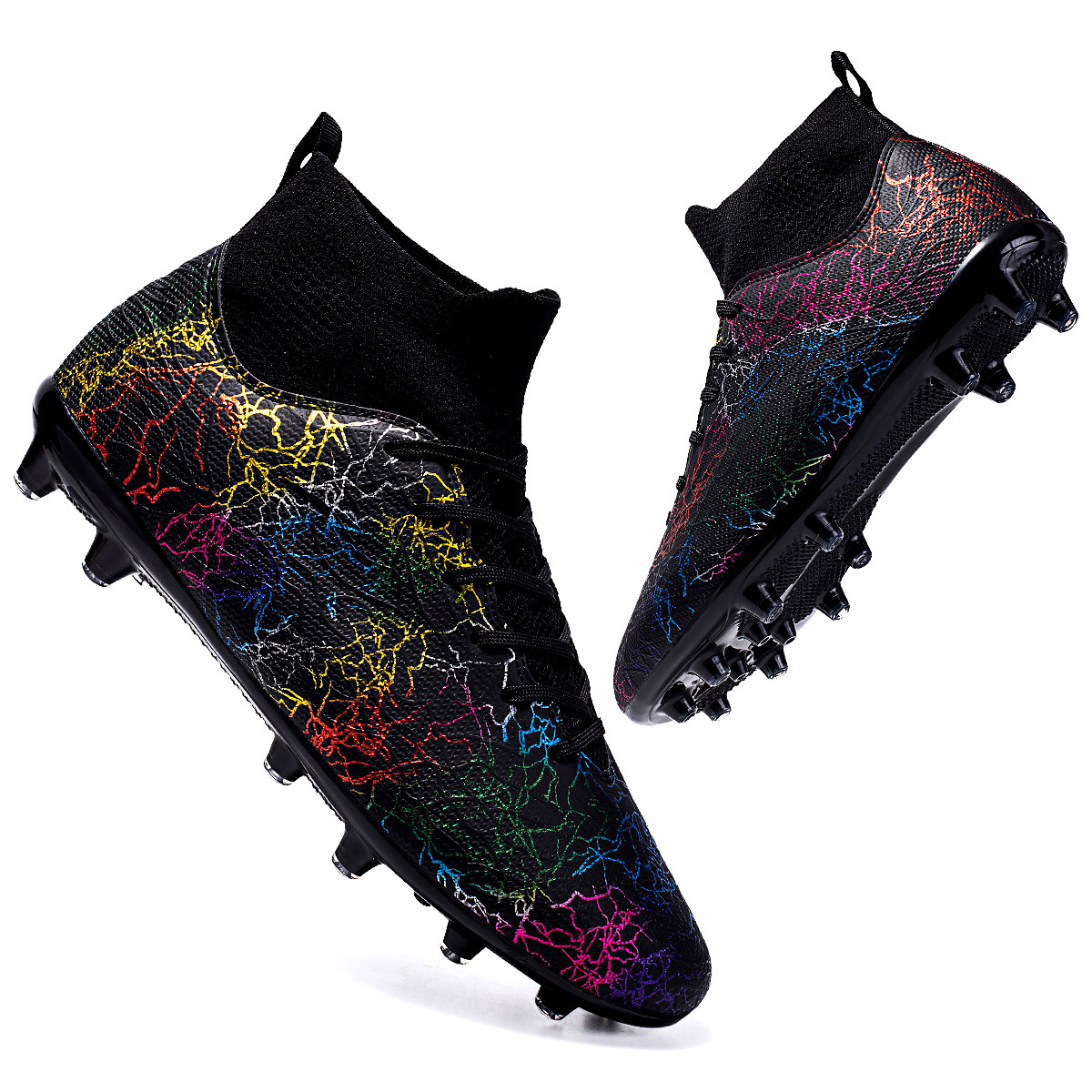 Zapatos de fútbol de alto impacto para hombres camuflado transpirable entrenamiento profesional de estudiantes zapatos de fútbol de clavos largos transfronterizos explosivos zapatos de fútbol de clavos