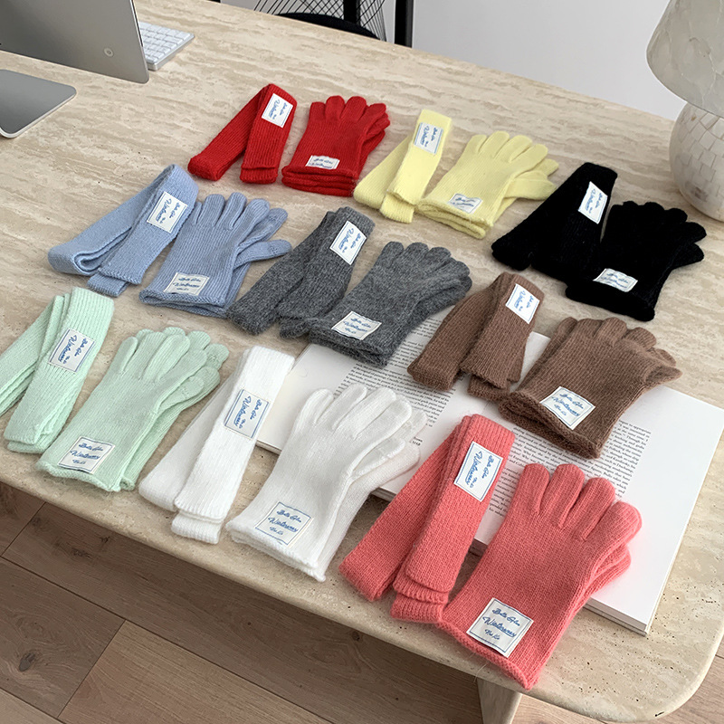 Sombrero bufandas mujeres otoño invierno pantalla táctil coreana lana de punto dedos guantes cálidos bufandas set al por mayor