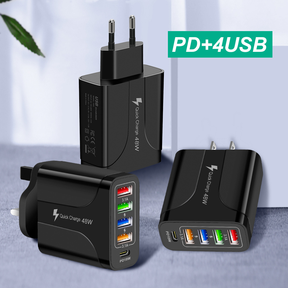 4USB PD18W 5-in-1 48W Multi-Interface PD Schnellladegerät 4U+PD_voghion.com