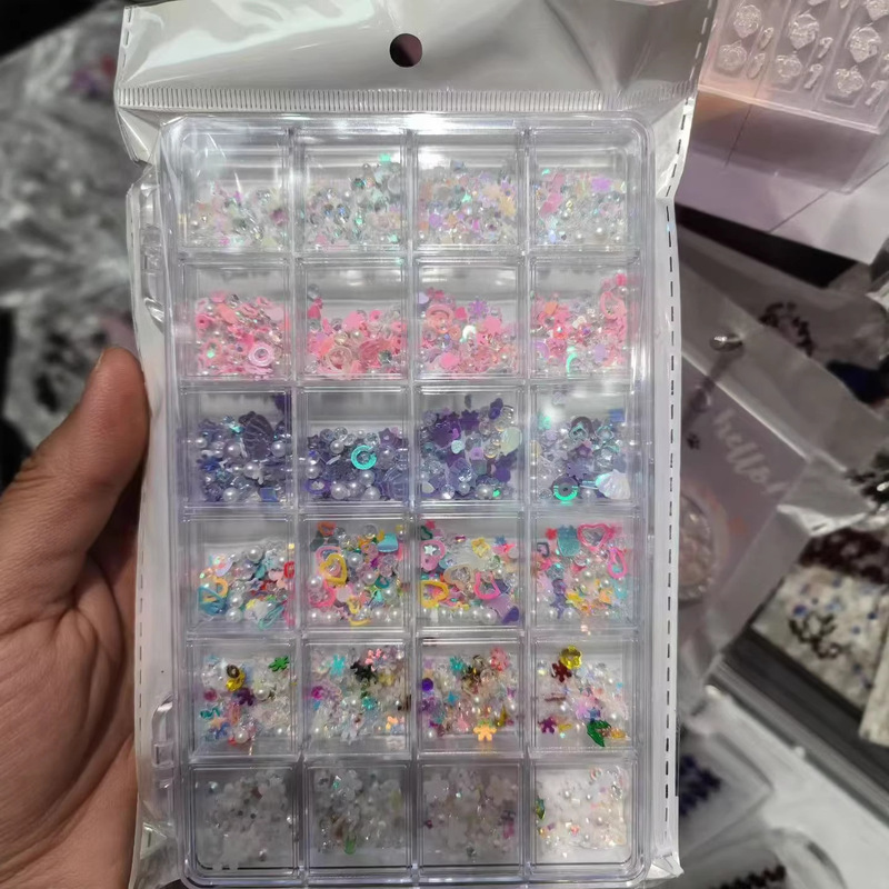 Nail Art Decorations: Pearls, Small Diamonds, Nail Ornaments, Small Steel Beads, Flower Flat-Back Rhinestones, Butterfly and Heart-Shaped Rhinestones, Mixed Decorations