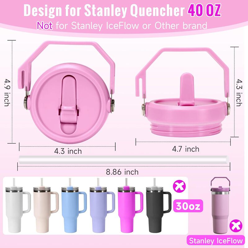 可拆卸翻盖吸管手柄盖替换件 40盎司Stanley杯配件ProTour系列|undefined