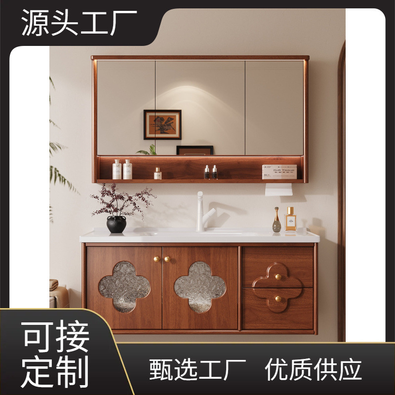 New High-End Song-Style Aesthetic Ebony Wood Lacquered Ceramic Integrated Basin Oak Bathroom Cabinet Washbasin New High-End Song-Style Aesthetic Ebony Wood Lacquered Ceramic Integrated Basin Oak Bathroom Cabinet Washbasin