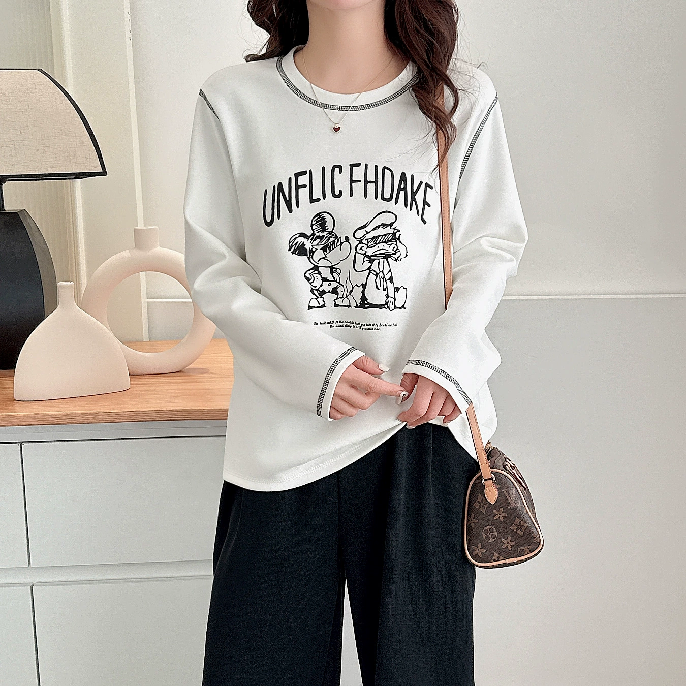 Autumn long-sleeve, base T-shirt, plus size