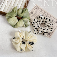 波點浪漫黑色玫瑰大腸發圈法式復古小清新花朵肥腸髮帶髮飾頭繩