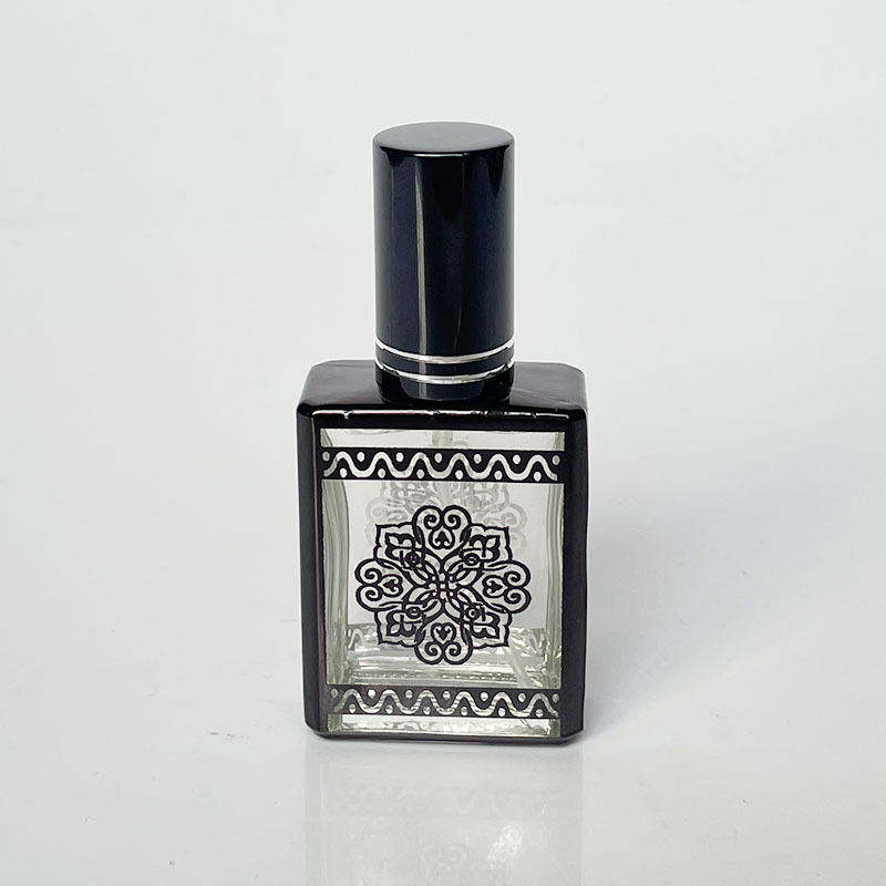 Suministro de stock B814-15ml botella de vidrio de patrón de mezcla de color de galvanoplastia de alta calidad portátil/botella de dispensación de spray de presión