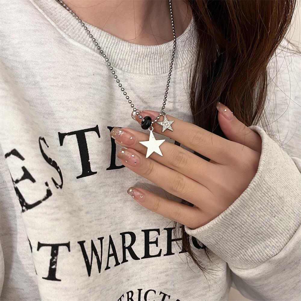 Y2k Cool Style Star Alloy Titanium Steel Plating Inlay Zircon Women's Pendant Necklace display picture 2