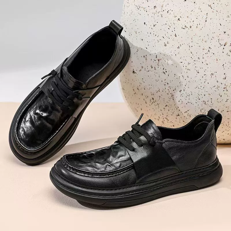 Европейская станция с изогнутой головой кожаные туфли для мужчин 2024 осень новая универсальная деловая повседневная кожаная мужская обувь с толстой подошвой Lefu