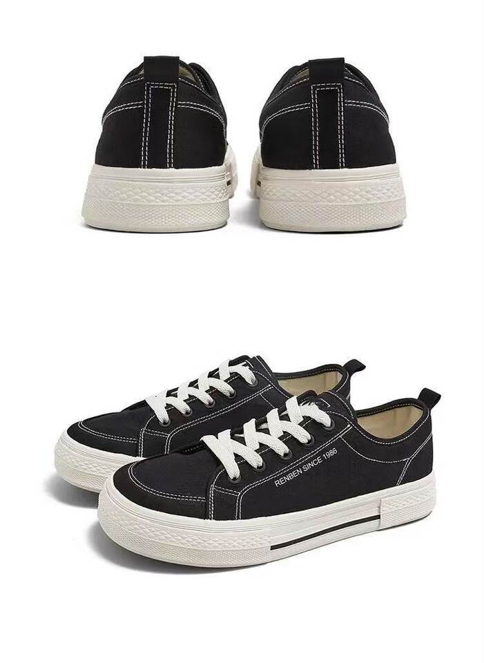 Giày vải nam cổ thấp dáng sneaker năng động, đế cao 1–3 cm — 2408 Giày Vải Nam - Màu Đen Cà Phê [Đóng Hộp], 2408 Giày Vải Nam - Đen Trắng [Đóng Hộp] chi tiết 8