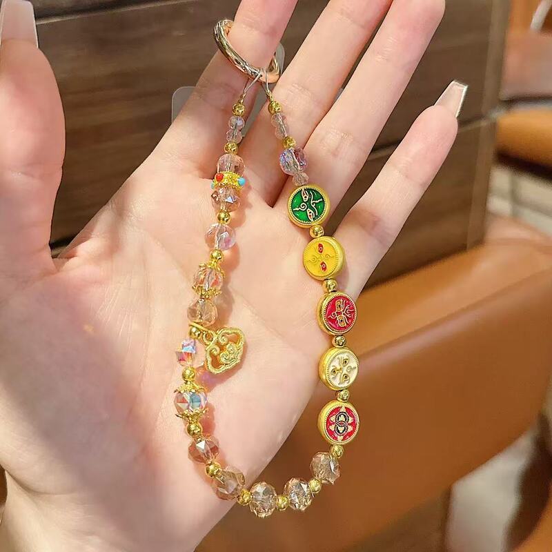 手机挂绳短款手腕绳合金手链ins招财猫五路财神高端女挂饰手工|undefined