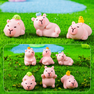 Creative Pink Capibara Resin Small Ornaments DIY Craft Decorations Car Desktop Small Animal Ornaments