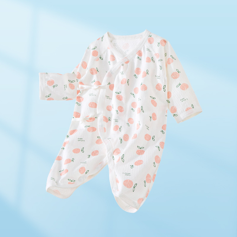 Ropa de verano para bebé recién nacido, de algodón puro, estilo fino, mono de manga larga con diseño de mariposa.