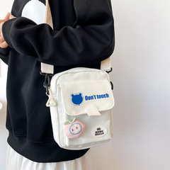 2023 New Women's Japanese Cute Cartoon Soft Girl Single Strap Bag Versatile Solid Color Letter Student Crossbody Bag