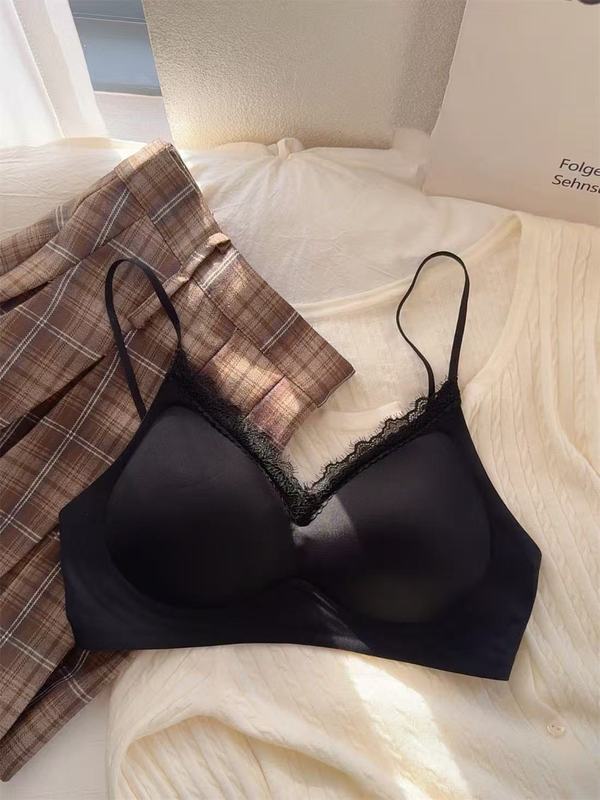 胸が小さい女性向けの快適なシームレス下着、夏用のスパゲッティストラップ、拡張コミックバスト、ノンワイヤーブラ|undefined