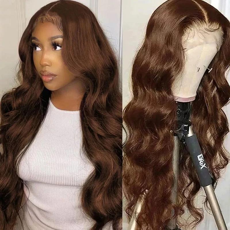 2025 New Cross-Border Dropshipping 134 Chocolate Brown Wavy Lace Wig Hd Transparent