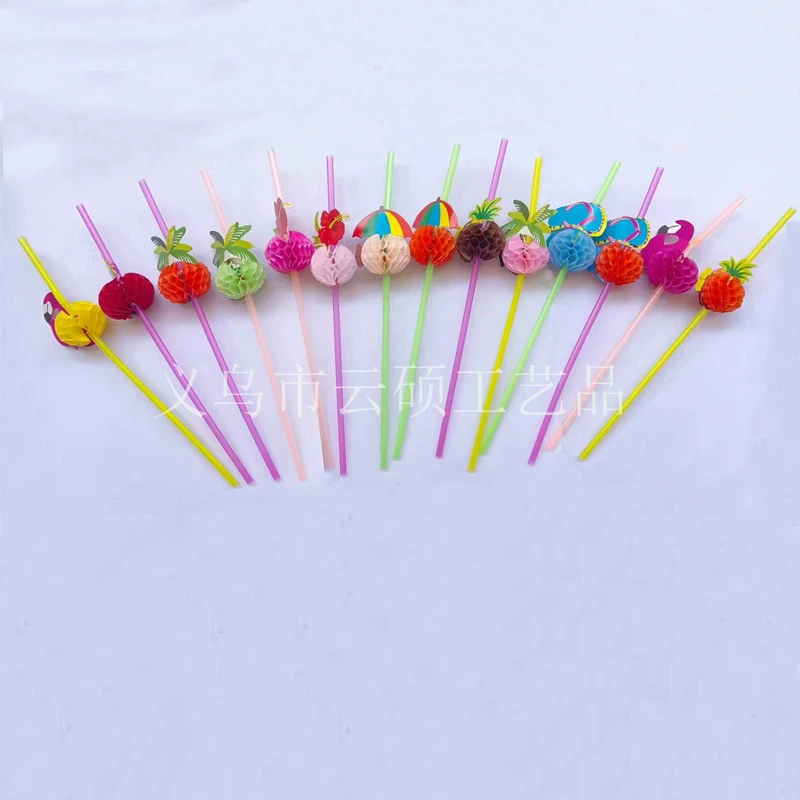 Творческая тематическая вечеринка в форме соломинки фрукты пластиковые соломинки коктейль странный вкус трехмерный фламинго соломинка