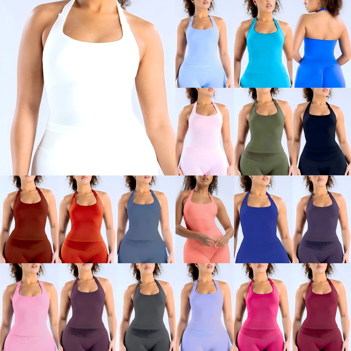 Cross-Border European and American Style New Women's Fashion Dfyne Alternative Halter Neck Backless High-Elastic Non-Transparent Camisole