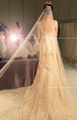 Korean Pearl Rhinestone Veil Trailing Bridal Shiny Retro Photography Forest Fantasy Same Style Travel Photography and Makeup