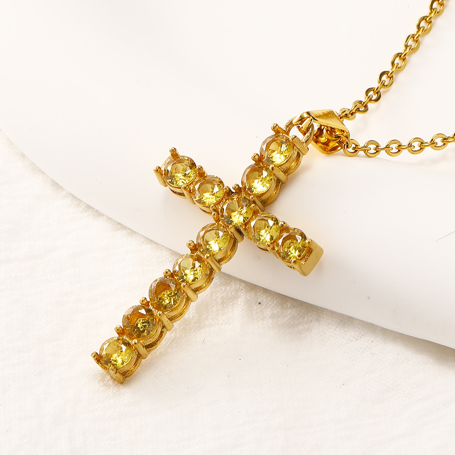 Χάλυβα Τιτανίου Κομψός Σταυρός Ηλεκτροπλασιασμός Ινλεί Ρηνανόστινο Κολιέ Κρεμαστής display picture 11