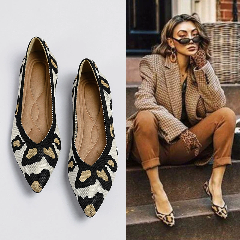 108 Tuzhi Shoe Factory Классические туфли принцессы с острым носком и неглубоким носком на плоской подошве Женские вязаные разноцветные туфли большого размера 41-43 Туфли-лодочки