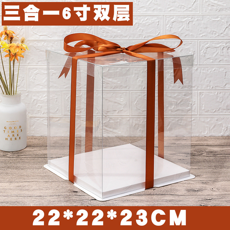 Caja transparente para pastel de cumpleaños, caja de embalaje de 4, 6, 8, 10 y 12 pulgadas, caja de embalaje para regalos y snacks, versión elevada