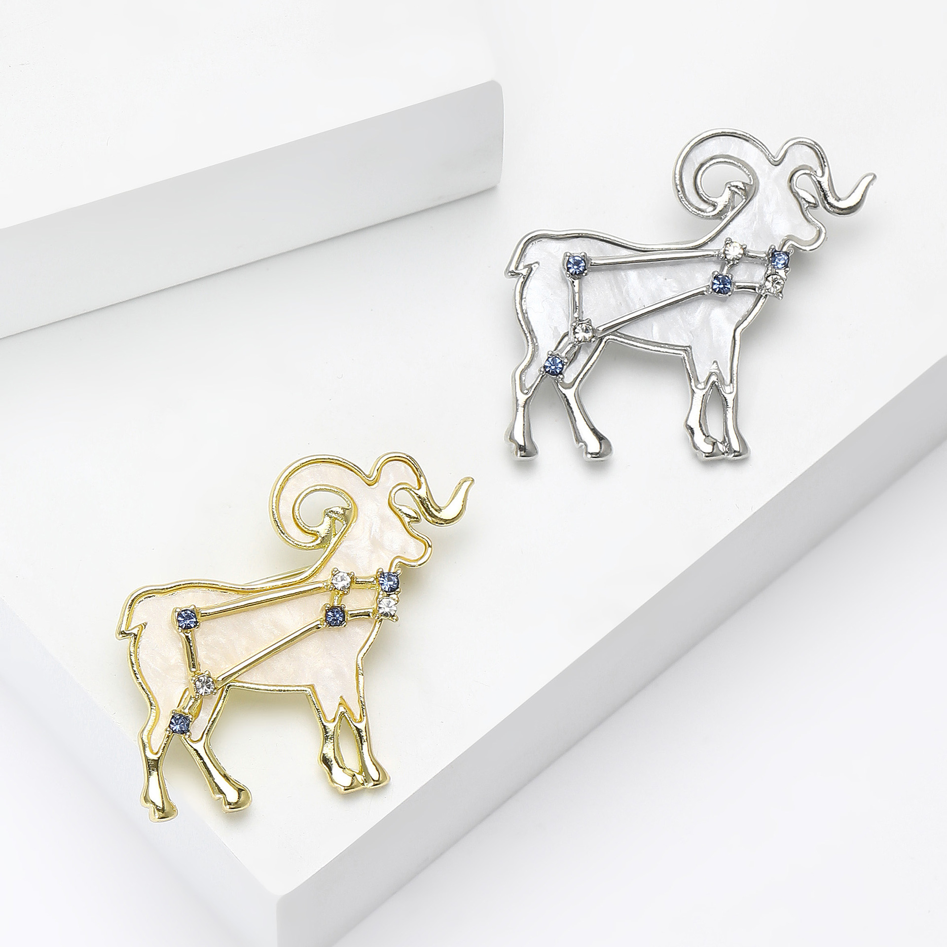 新しいクロスボーダー韓国版クリエイティブ星座牡羊座ブローチファッショナブルでシンプルで多用途な衣類アクセサリーピン